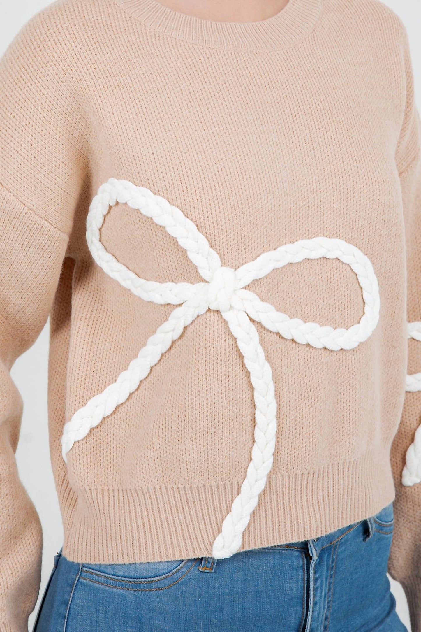 Dreamers - Braided Bow Crew Sweater