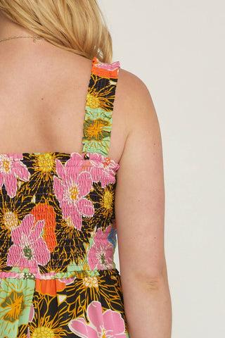 Entro - Floral Smocked Midi Dress