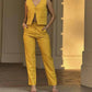 A.C.G. Los Angeles - High Waisted Casual Pants & Dressy Vest Set with 2 Buttons