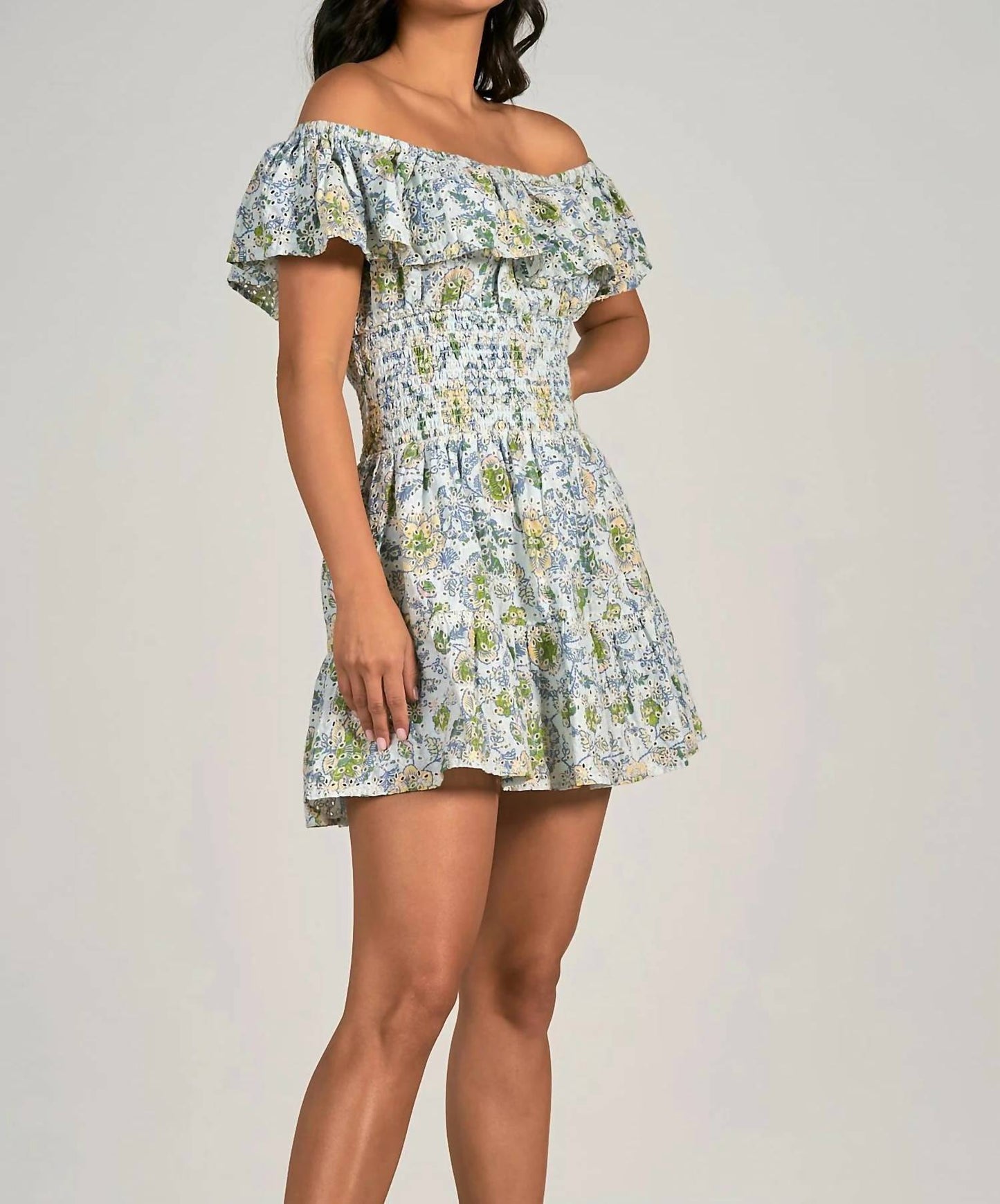 Elan - Off Shoulder Ruffle Dress