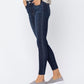 Judy Blue - Mid Rise Raw Hem Skinny Jeans