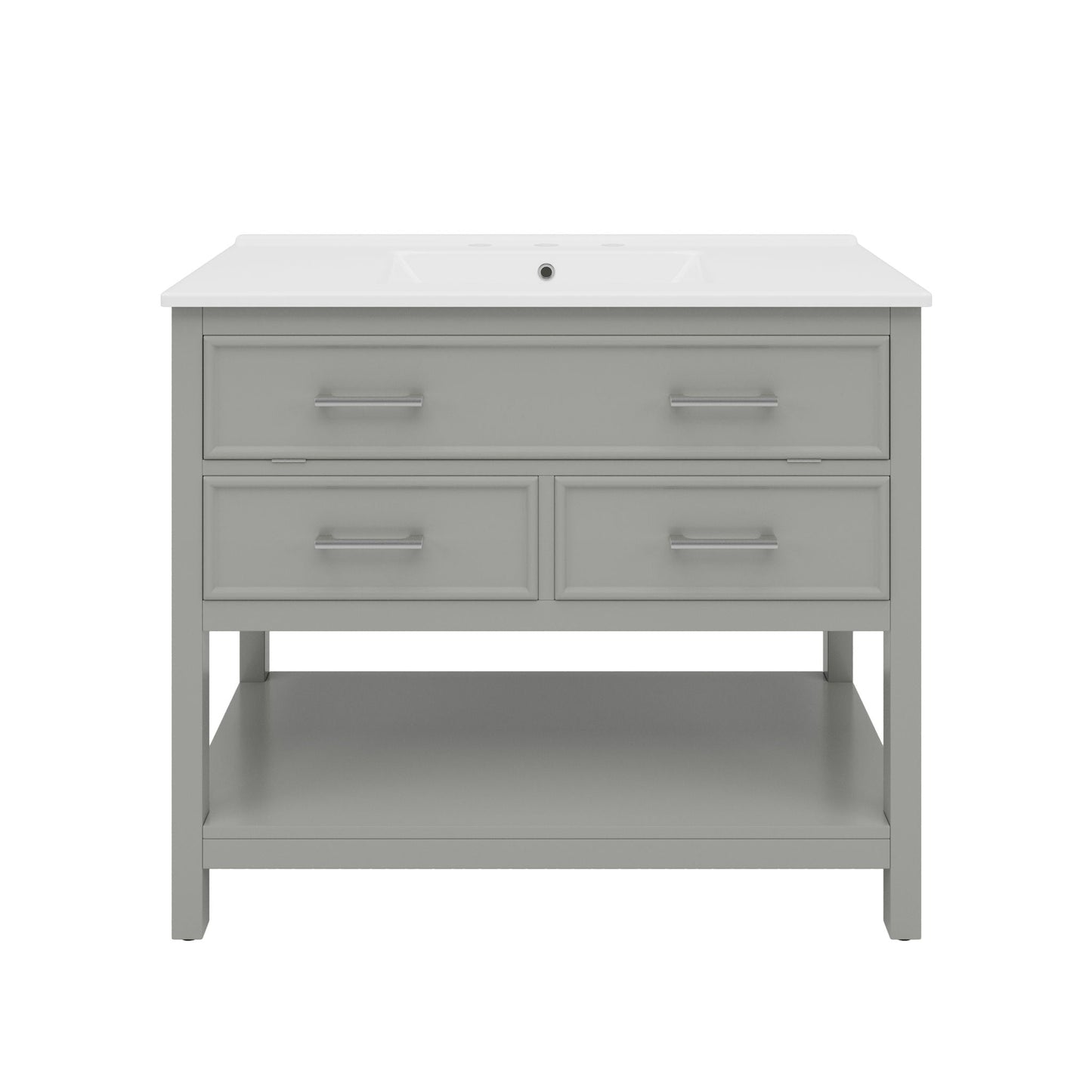 Bathroom Vanity With Ceramic Sink, Tip Out Tray & 2 Full Extension Drawers
