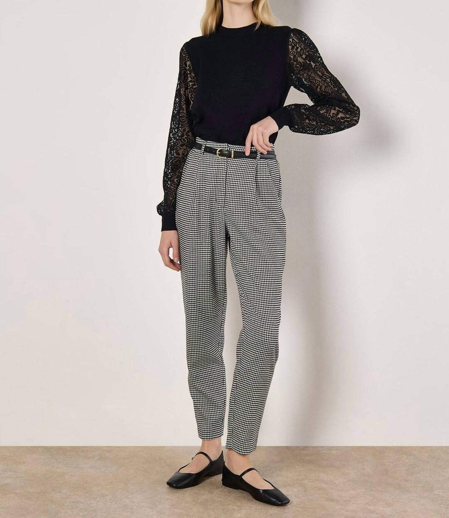 Apricot - Lace Arm Crew Neck Jumper