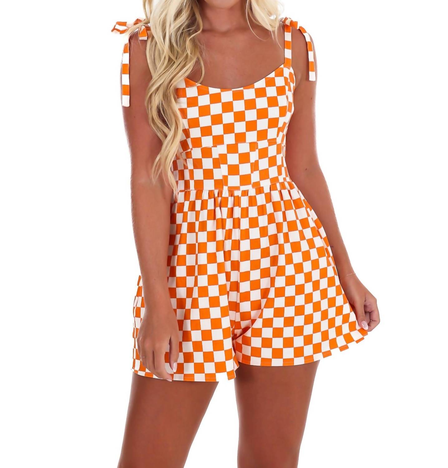 Main Strip - Undefeated Check Denim Romper