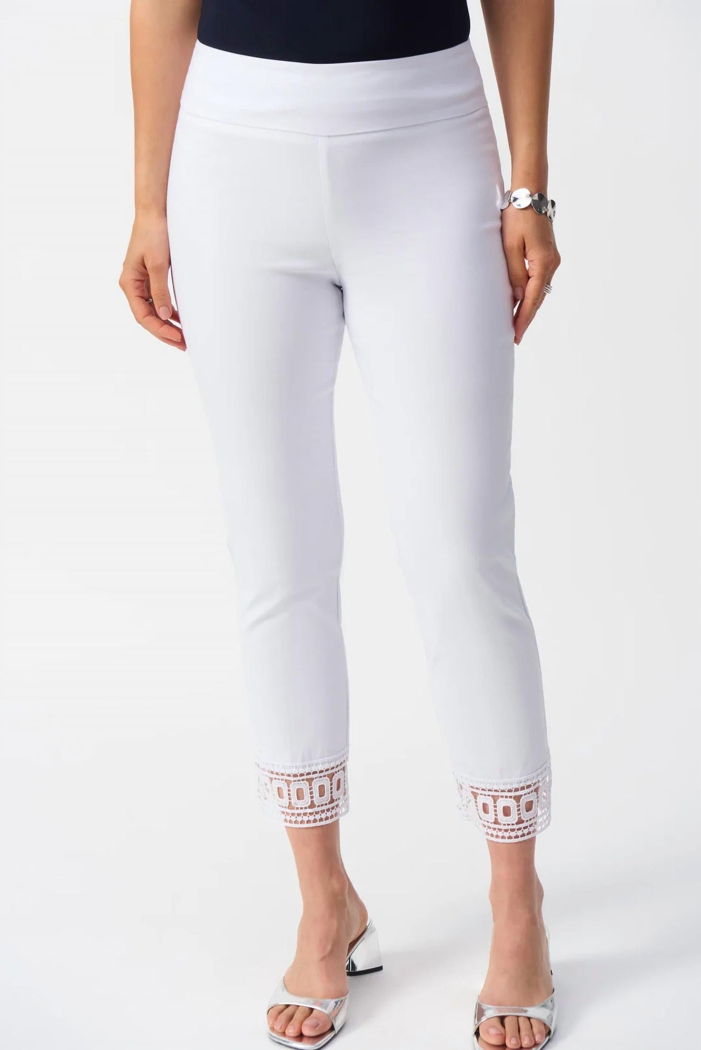 Joseph Ribkoff - Lace Cuff Pull On Cropped Pants