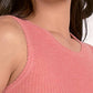 Elan - Crewneck Sleeveless Ribbed Tee Top