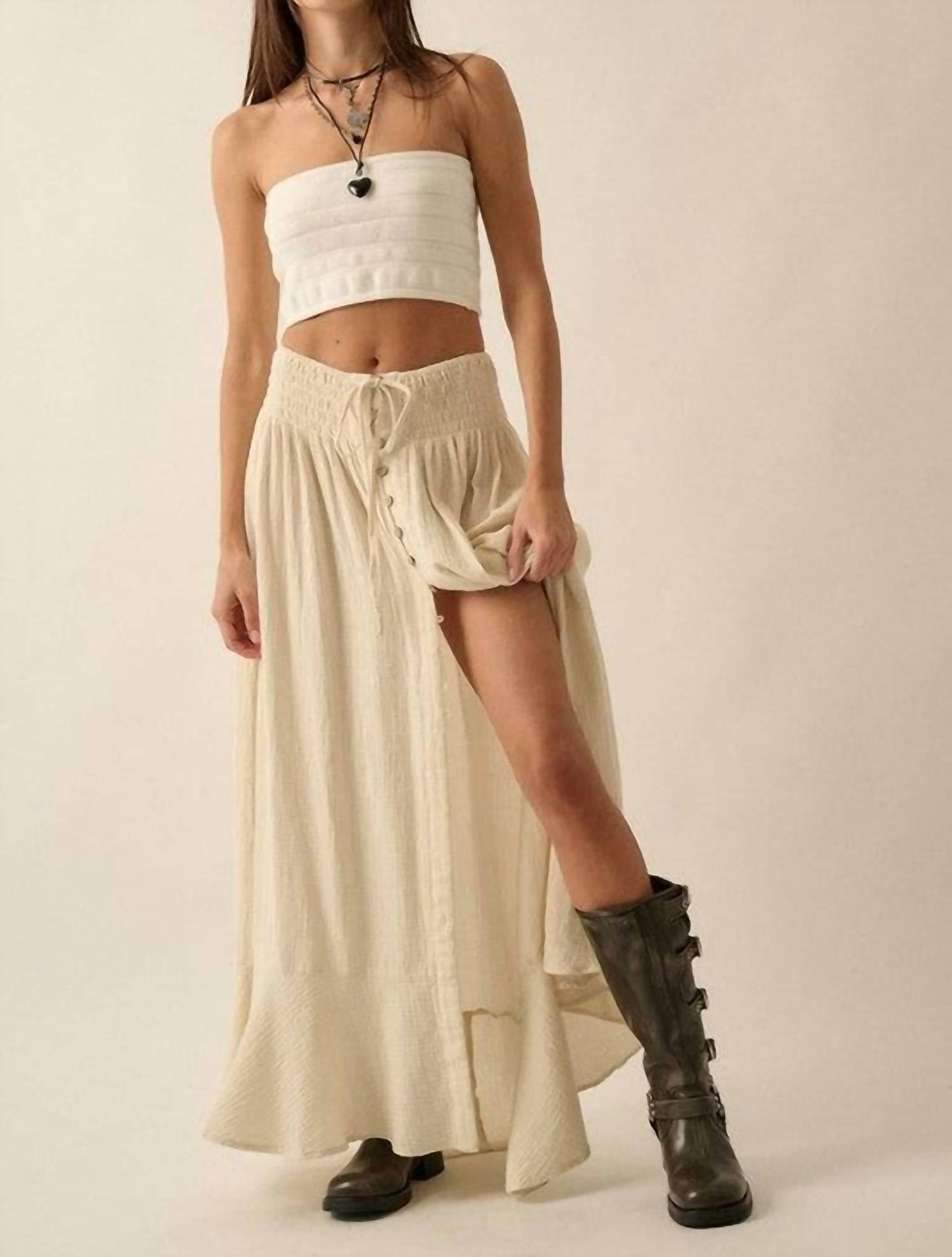 Promesa - Front Slit Crepe Maxi Skirt