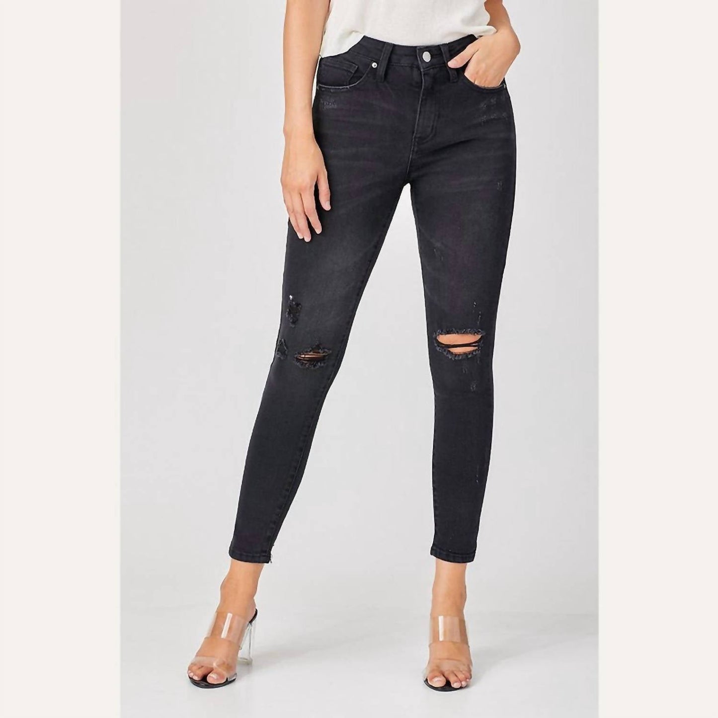 Risen - Relaxed Skinny Distressed Jeans