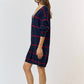 Lalavon - Stripe V-neck Sweater Mini Dress
