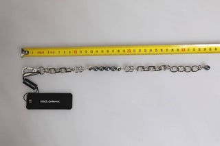 Dolce & Gabbana - Women's Tone Chain Lobster Clasp Logo Gray Pearls Bracelet