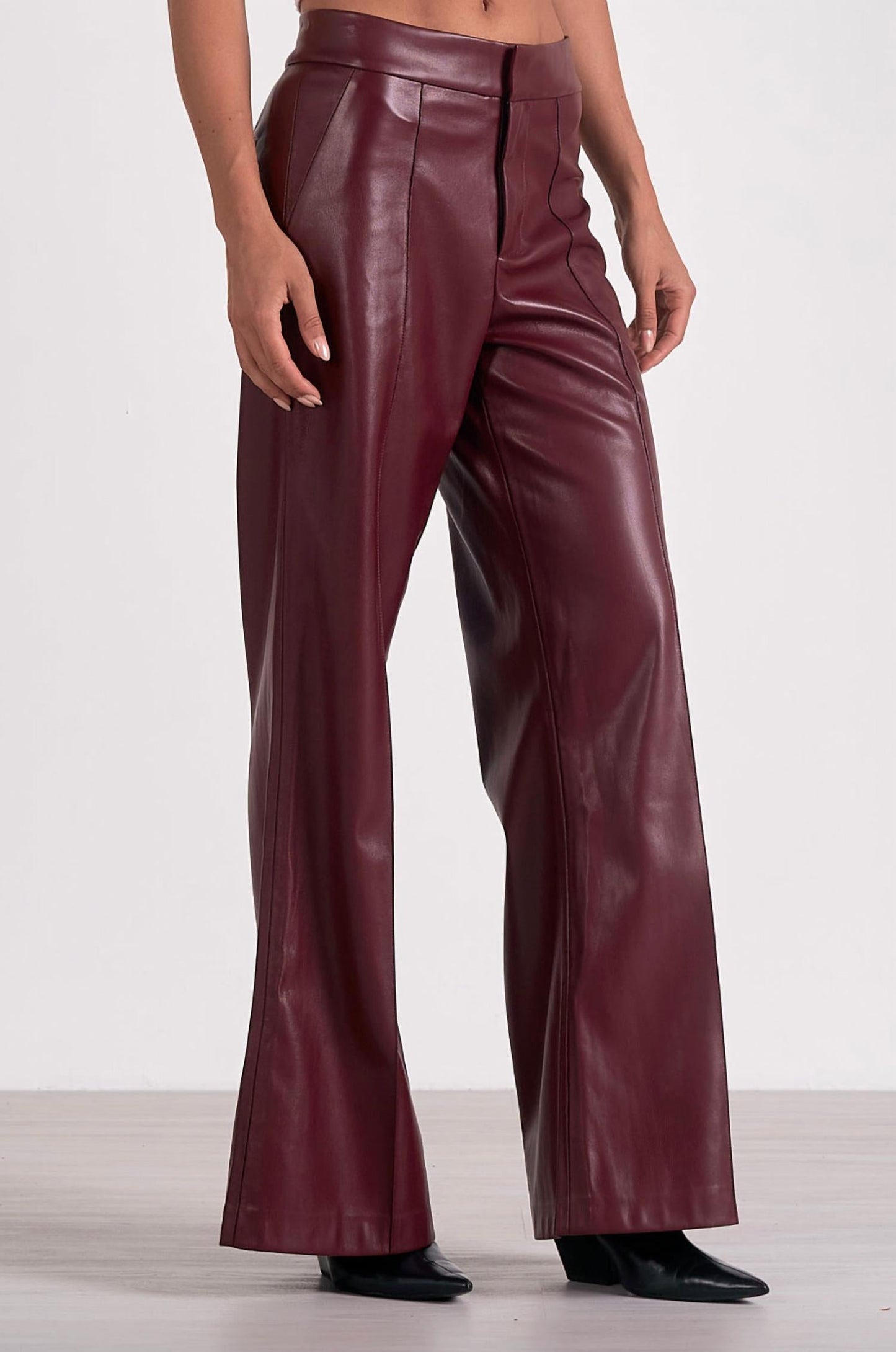 Elan - Faux Leather Wide Leg Pant