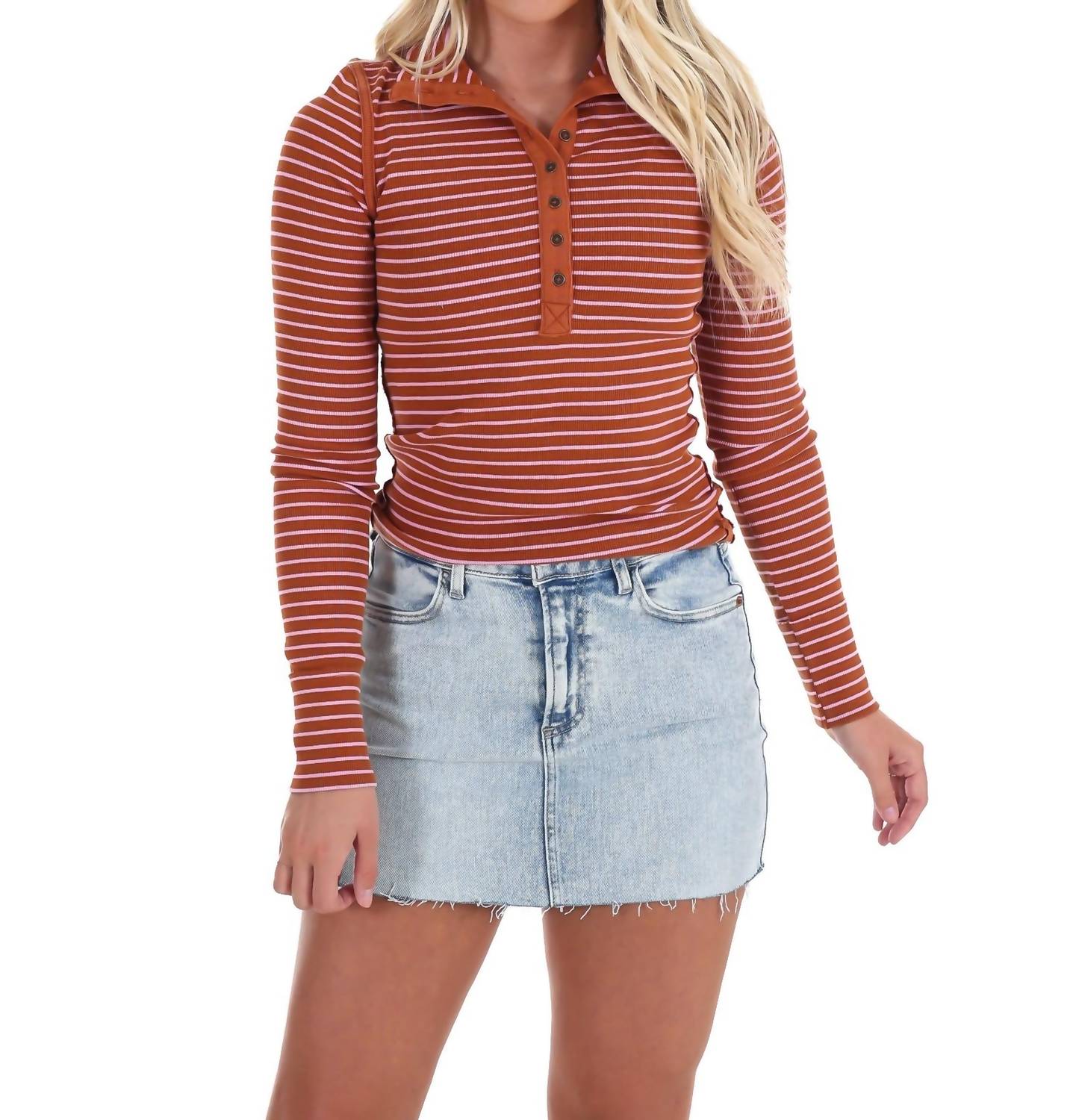 Free People - Lake Henley Stripe Top