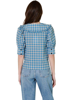 Ganni - SEERSUCKER V-NECK BLOUSE