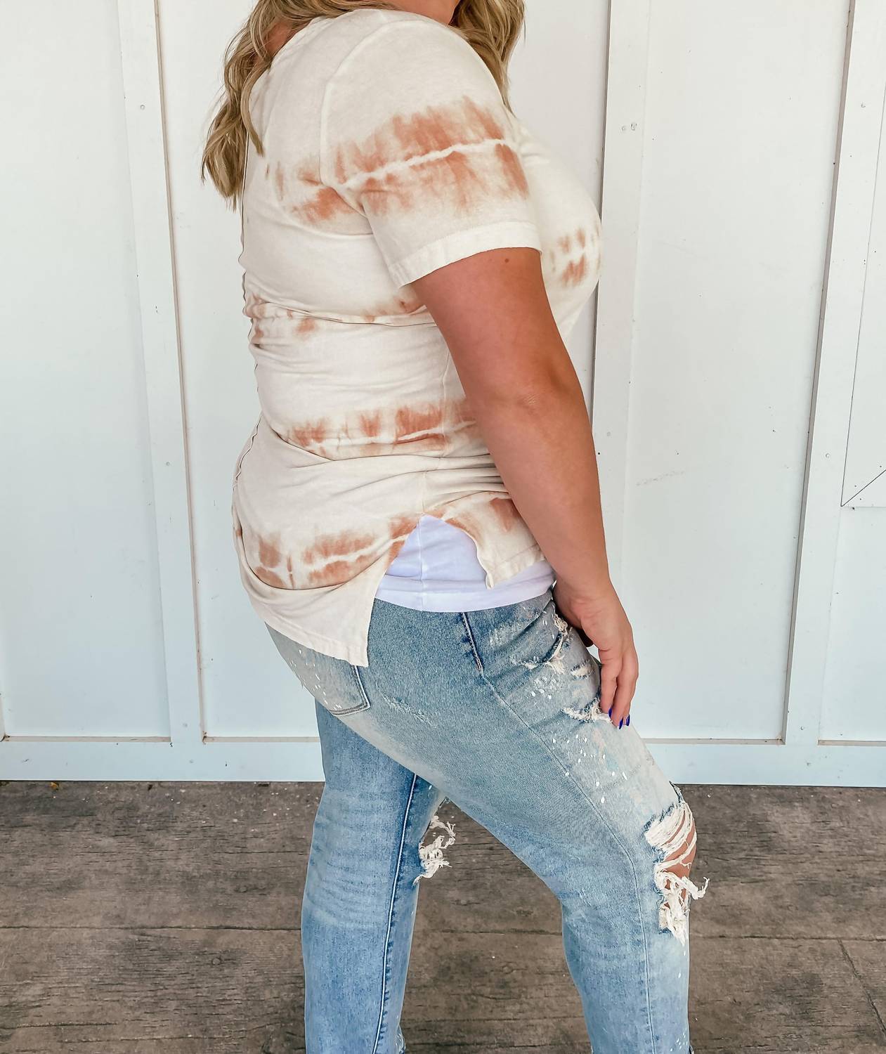 Pol - Sierra Striped Tie Dye Tee - Plus