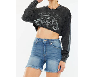 Kancan - Cheyenne High Rise Fray Hem Shorts Jeans