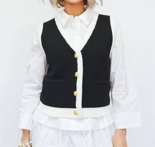 2.7 August Apparel - English Factory Gold Detail Knit Vest