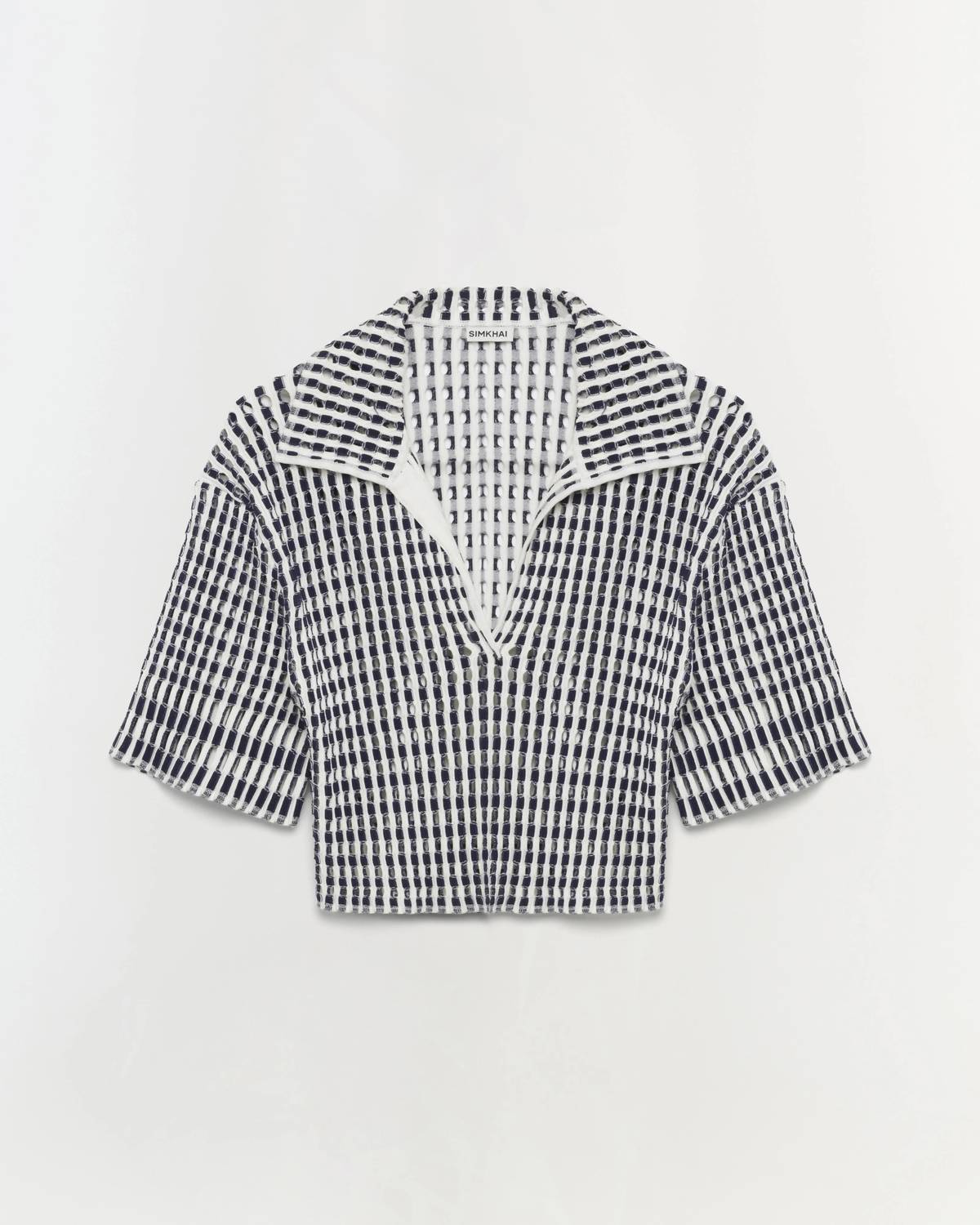 Simkhai - Adley Gingham Knit Cropped Polo