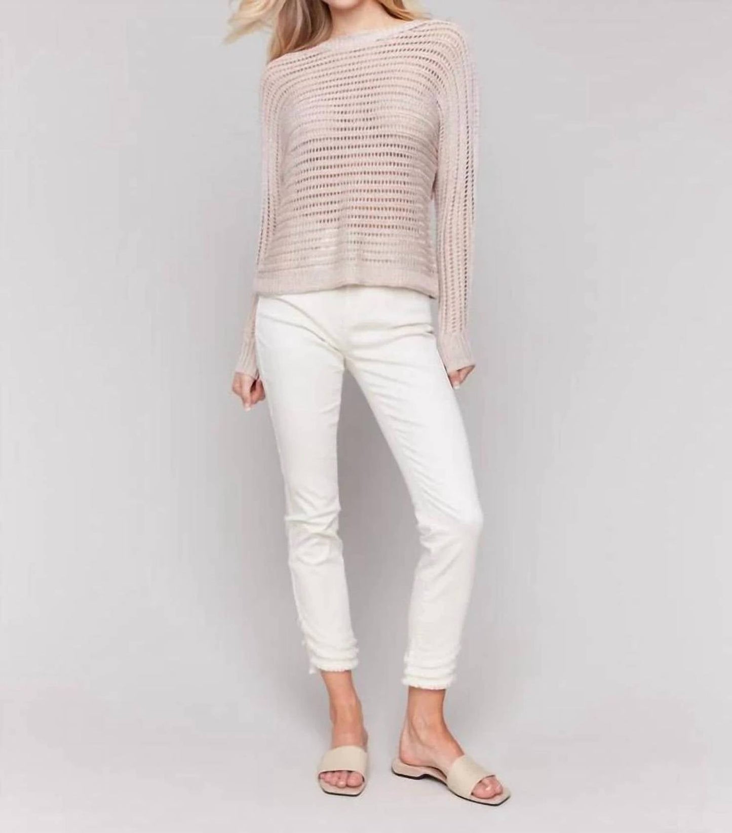Charlie B - Metallic Fishnet Sweater