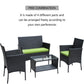 4 PC Rattan Patio Furniture Set Outdoor Cushioned Wicker Sofa Green Cushion