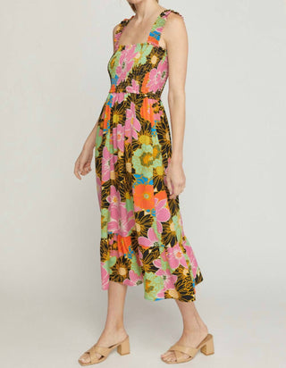 Entro - Floral Smocked Midi Dress