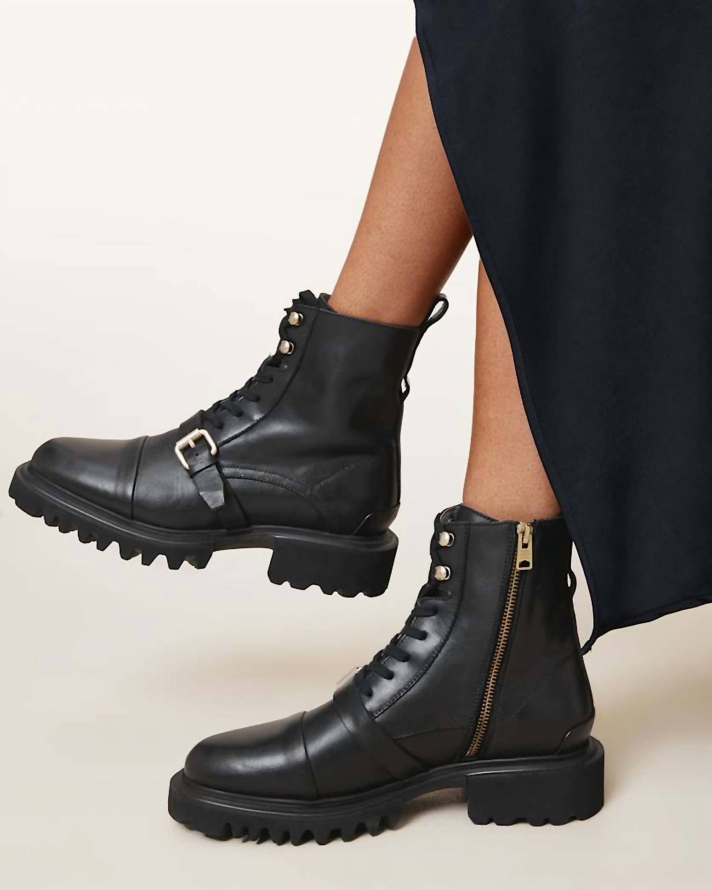 Allsaints - Women’s Tori Leather Combat Boots