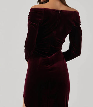 Astr - Sirica Velvet Off Shoulder Midi Dress