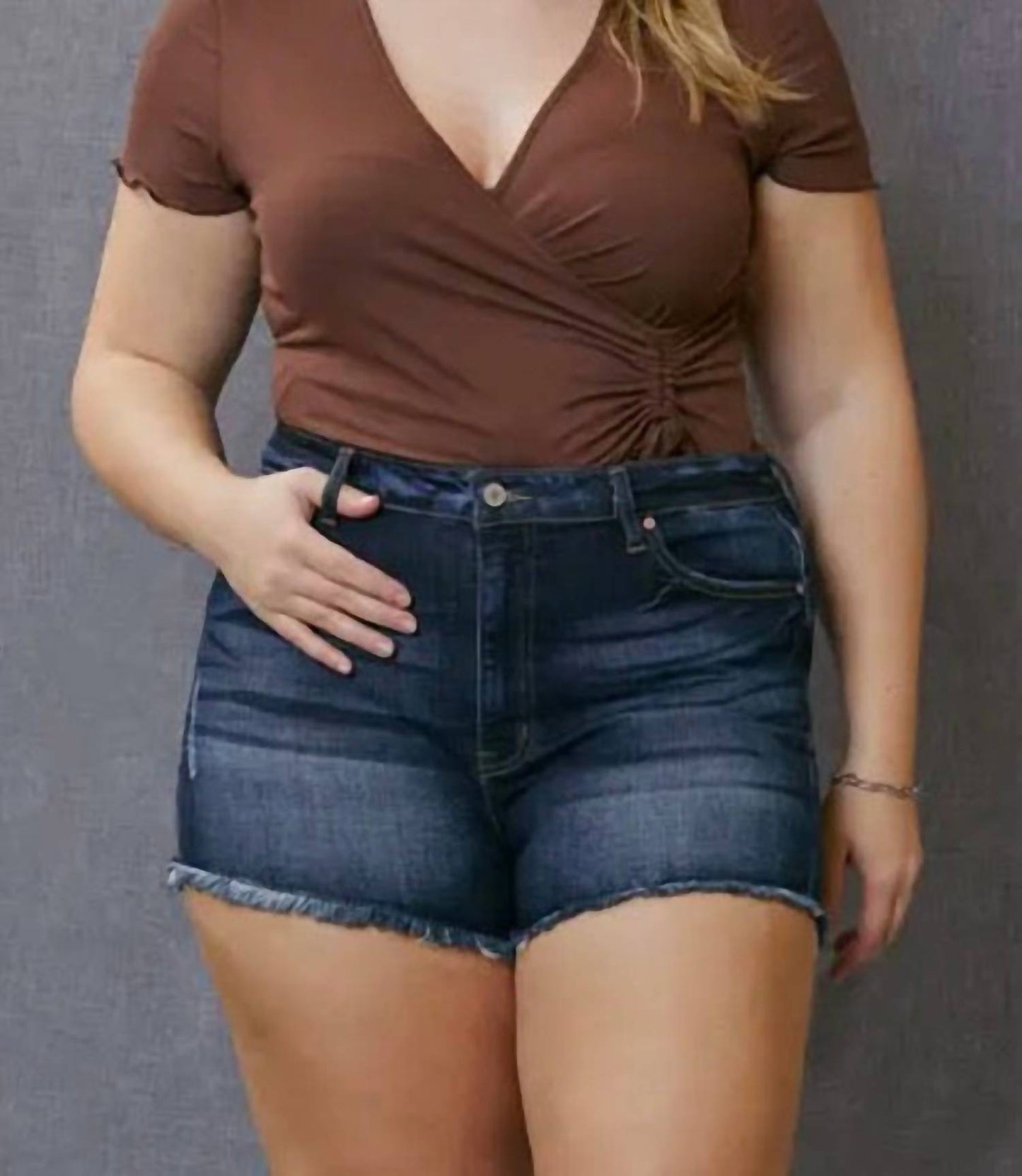 Kancan - High Rise Denim Shorts - Plus