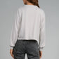 Elan - V-Neck Long Sleeve Cinched Front Top