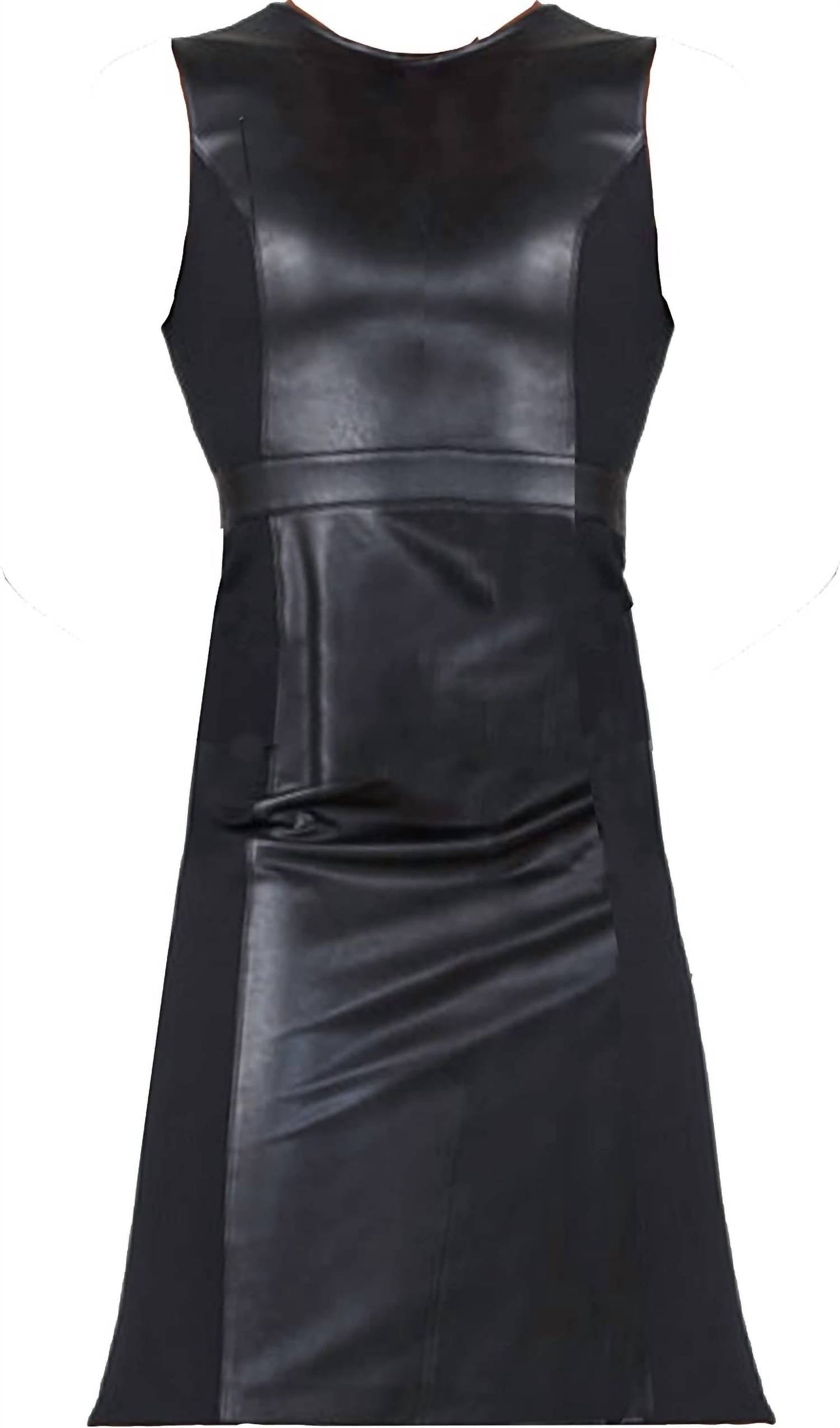 Spanx - Womens Leather Like Sleeveless Mixed Media Sheath Dress