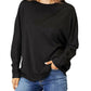 Double Take - Seam Detail Round Neck Top with Sheer Sleeves