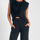 Elan - CREWNECK CAP SLEEVE TWIST TOP