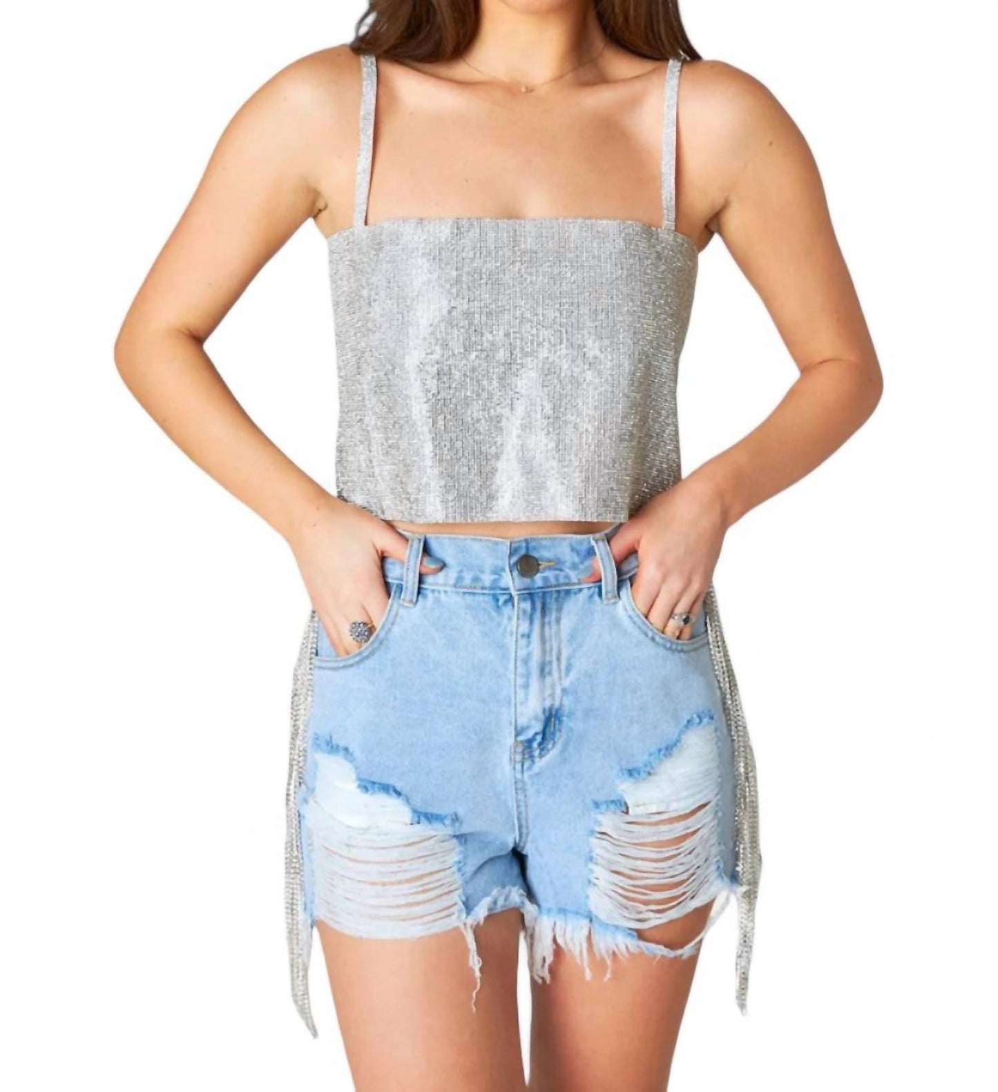 Buddylove - Girly Girl Rhinestone Crop Top