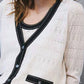 Autumn Cashmere - Pointelle V-neck Saddle Stitching Cardigan