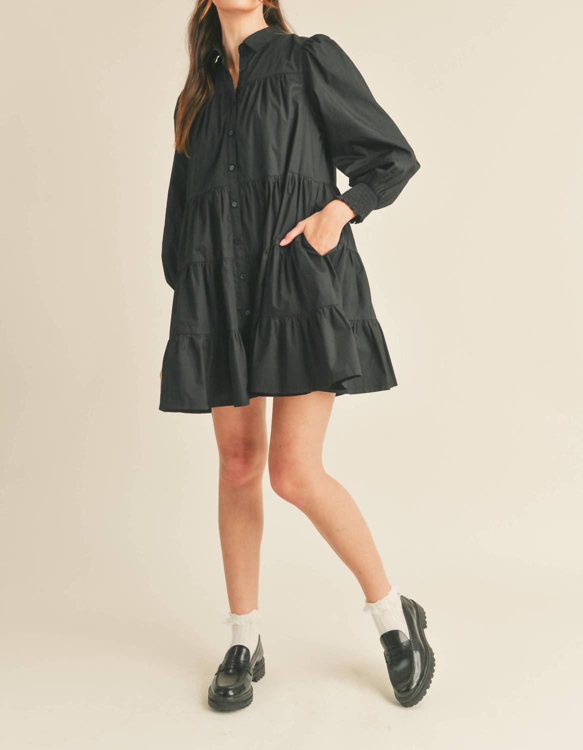 &Merci - Tiered Button Down Mini Dress
