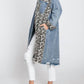 Oli & Hali - Long Color Block Leopard Denim Jacket
