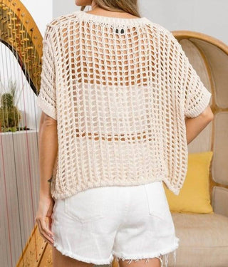 Bibi - Short Sleeve Net Crochet Top