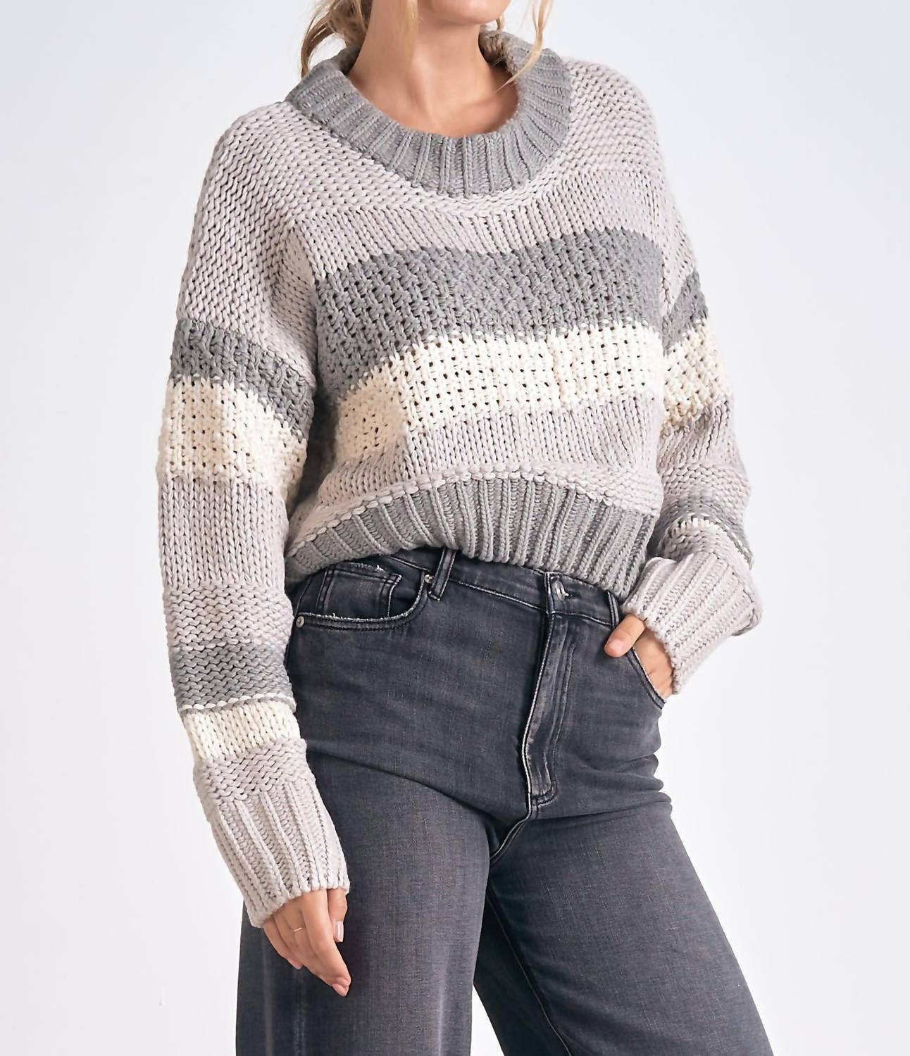Elan - Stripe Crew Neck Sweater