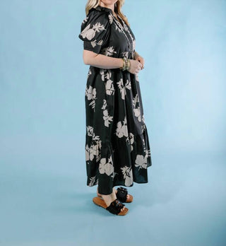 Entro - Floral Midi Dress With Scallop Detail