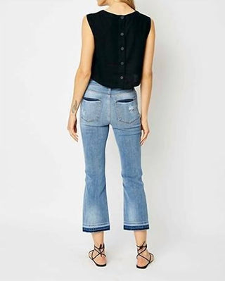 Judy Blue - Mid Rise Release Hem Cropped Bootcut Jeans