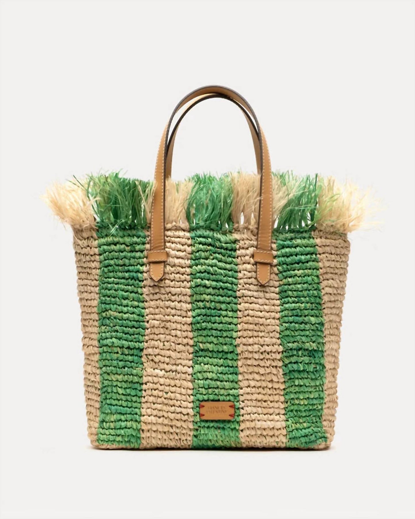 Frances Valentine - Women's Alfie Fringe Raffia Tote Bag With Leather Handle