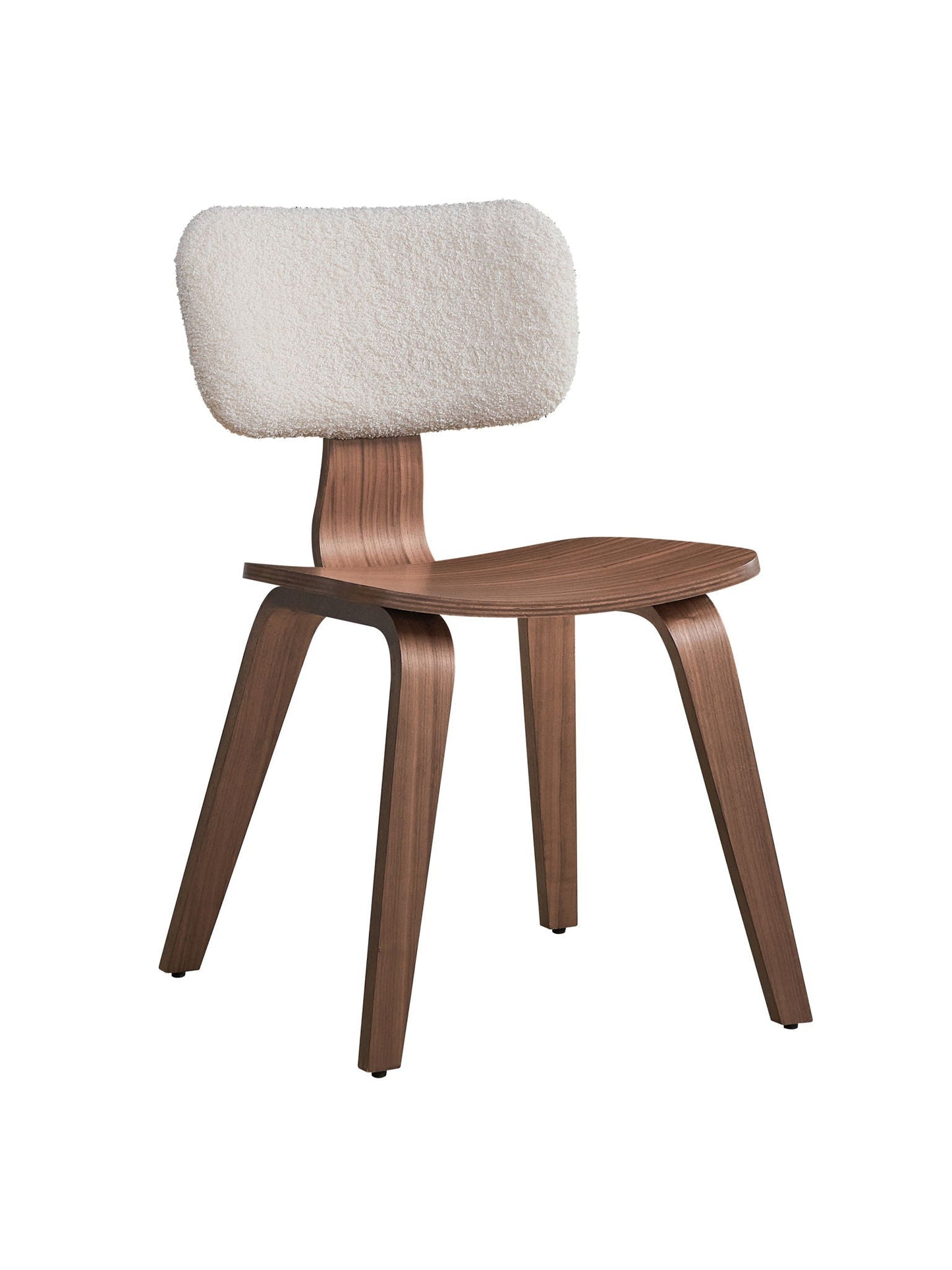Casson Boucle Walnut Side Chair (Set of 2) - White / Walnut