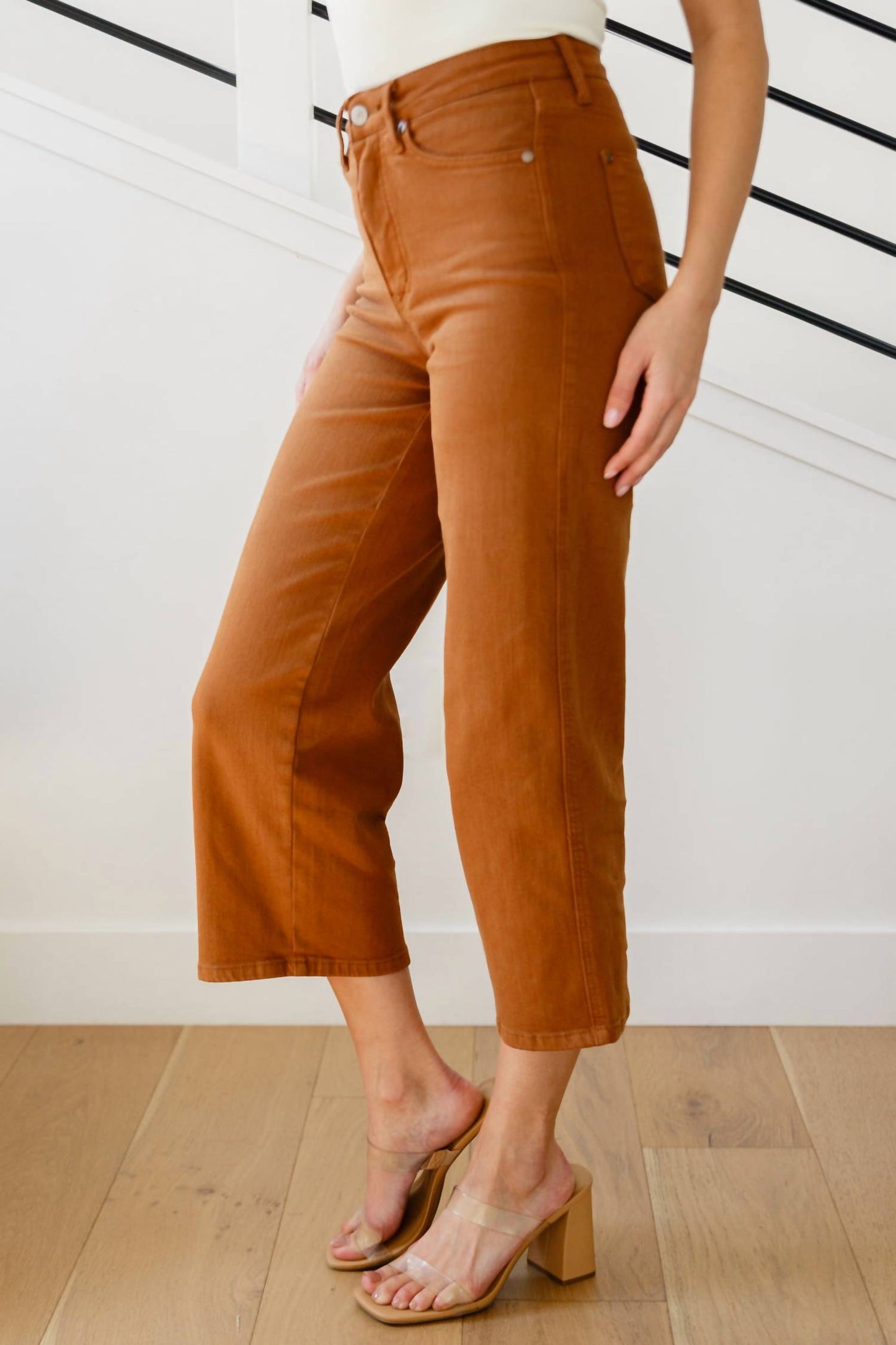 Judy Blue - High Rise Control Top Wide Leg Crop Jeans