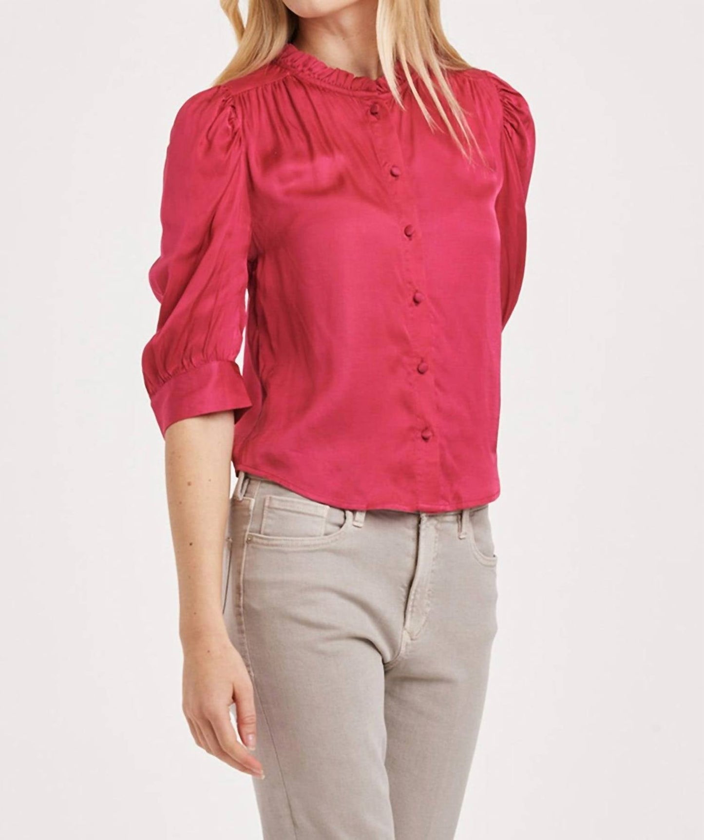 Another Love - Nima Ruffle Neck Button Up Blouse