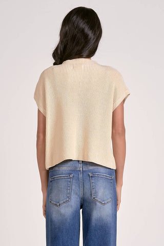 Elan - Sweater Cap Sleeve Crew Neck Top