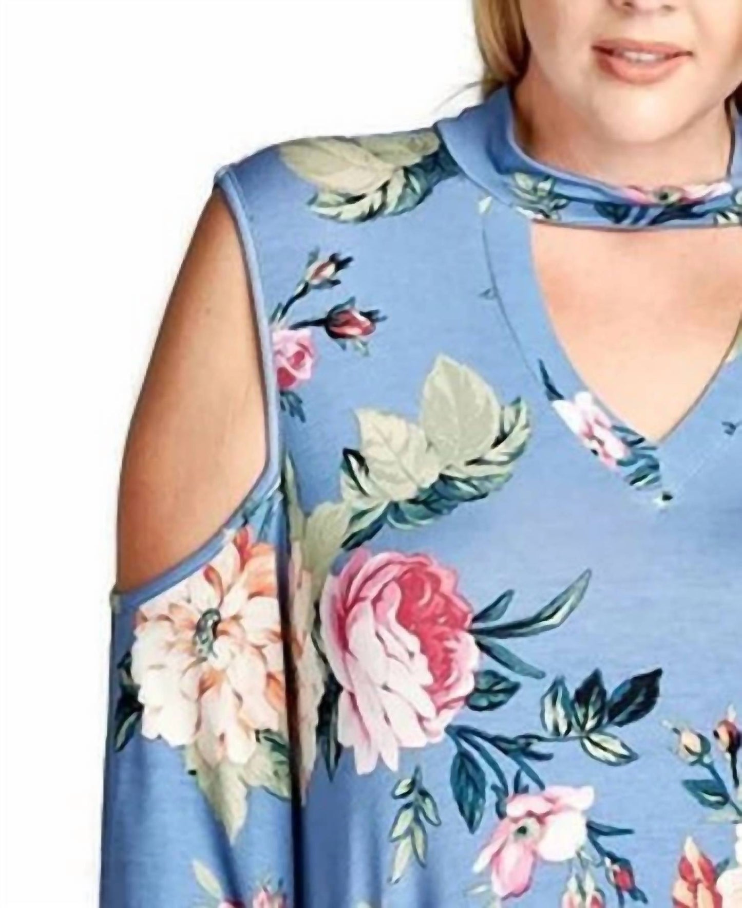 Oddi - Floral Vibes Choker Swing Dress -plus