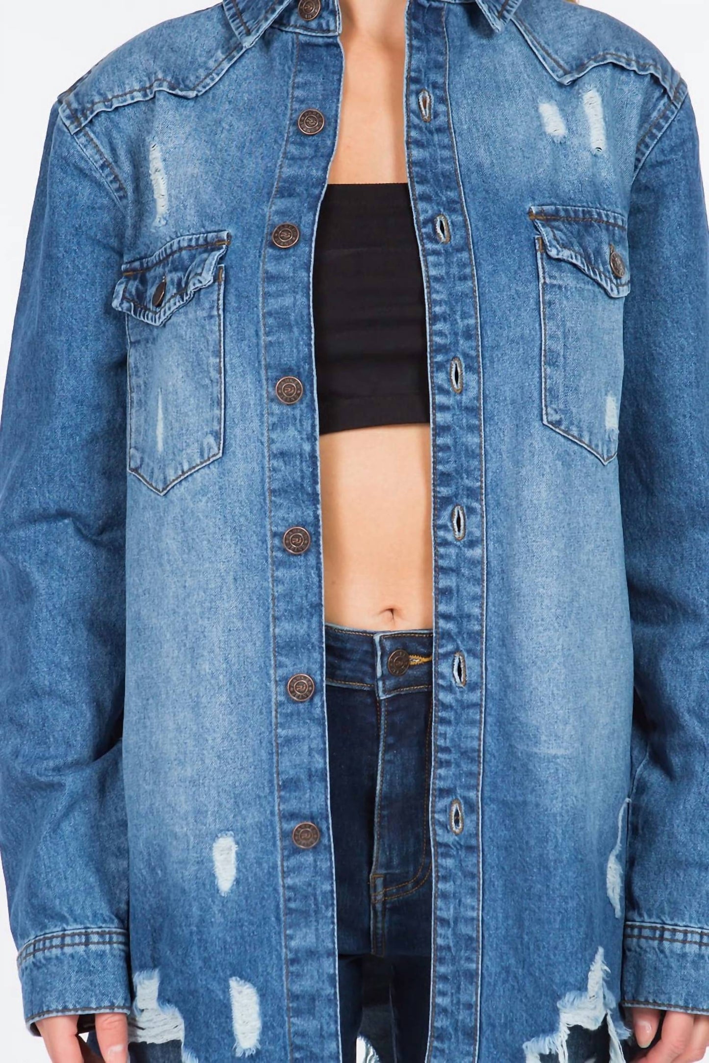 American Bazi - Chic Distressed Denim Jacket