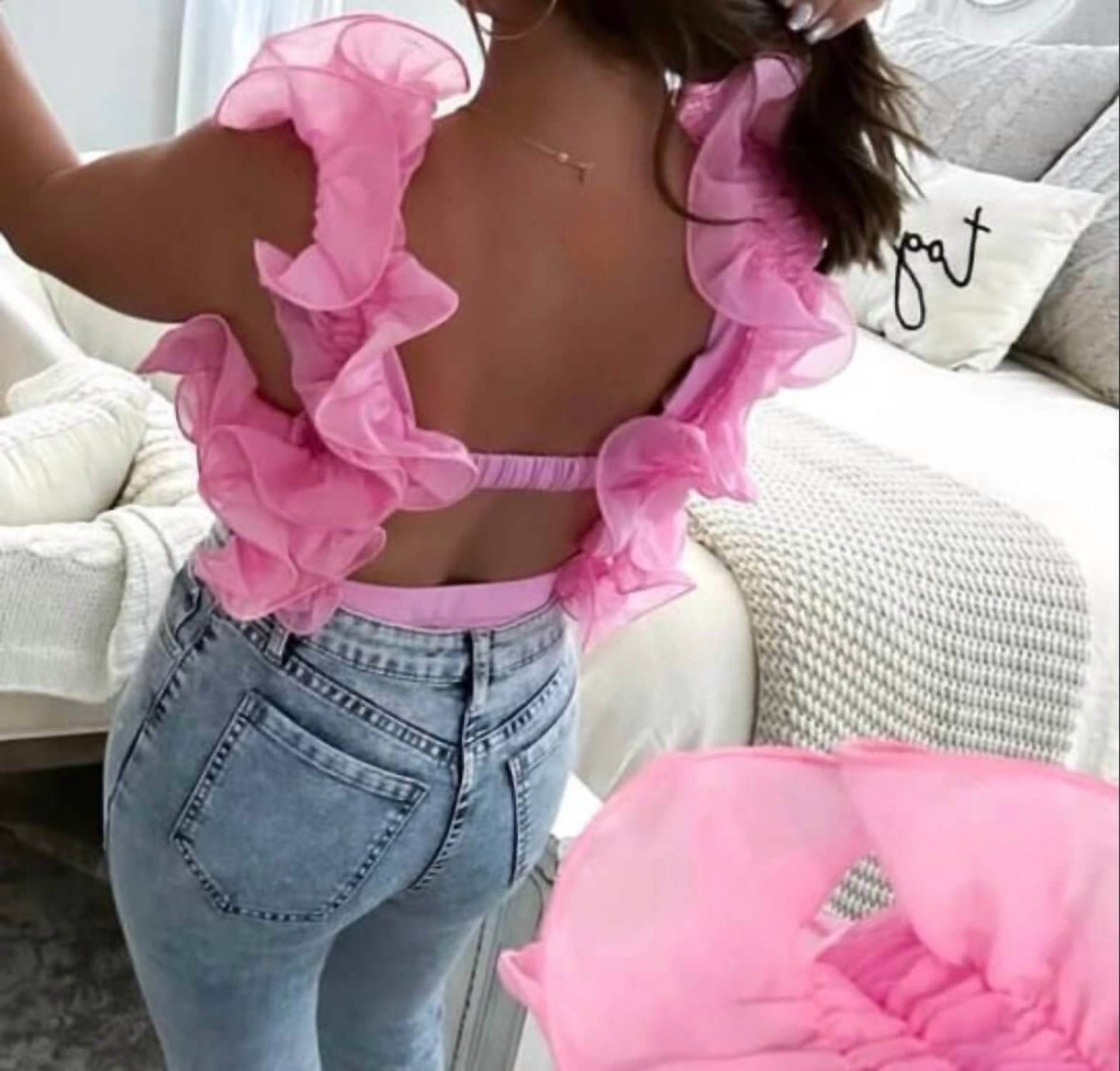 Entro - Backless Ruffled Tank Top