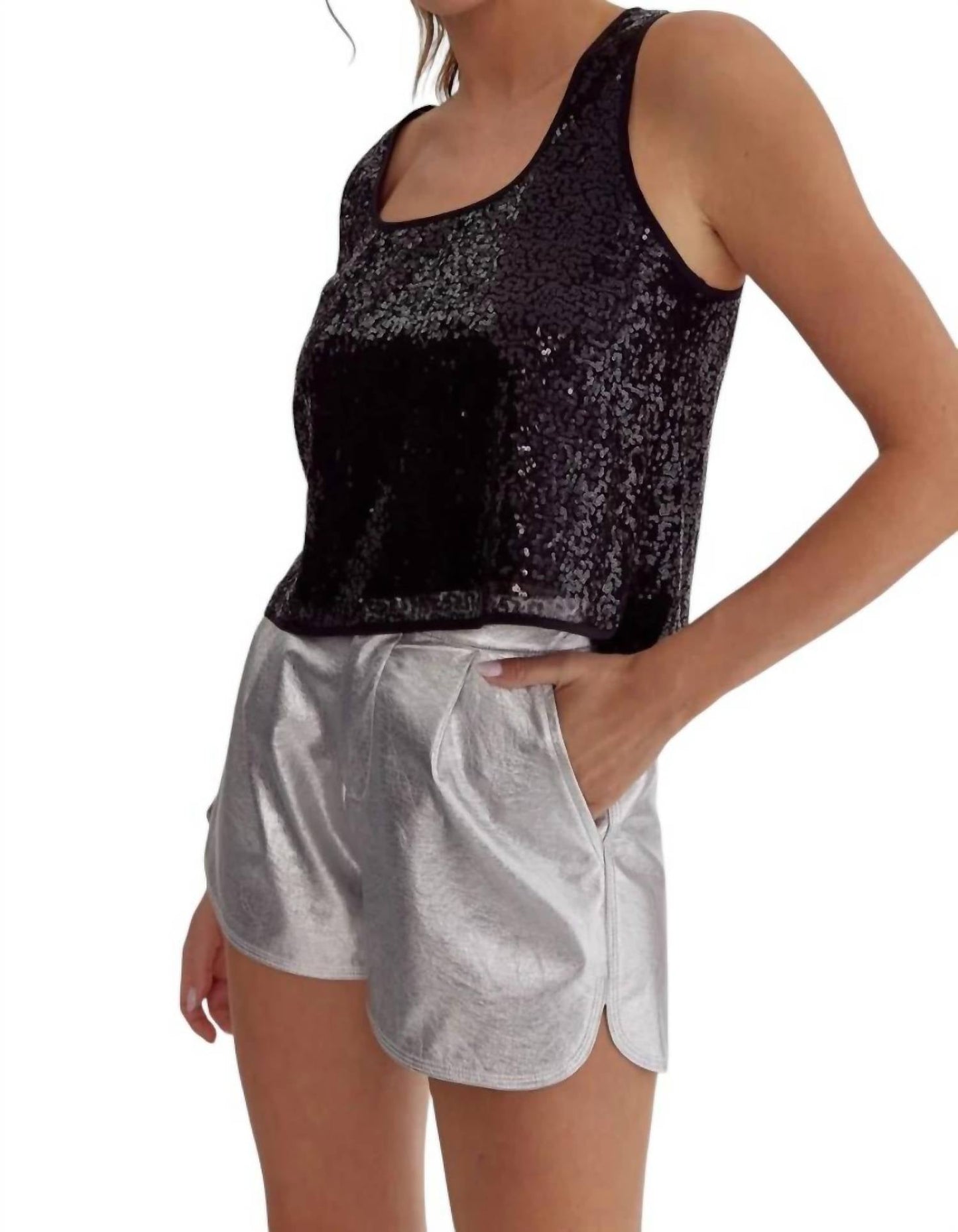 Entro - Pnina Metallic Vegan Leather Shorts