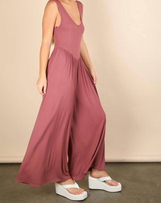 Very J - Casual Ribbed Knit Sleeveless Jumpsuit