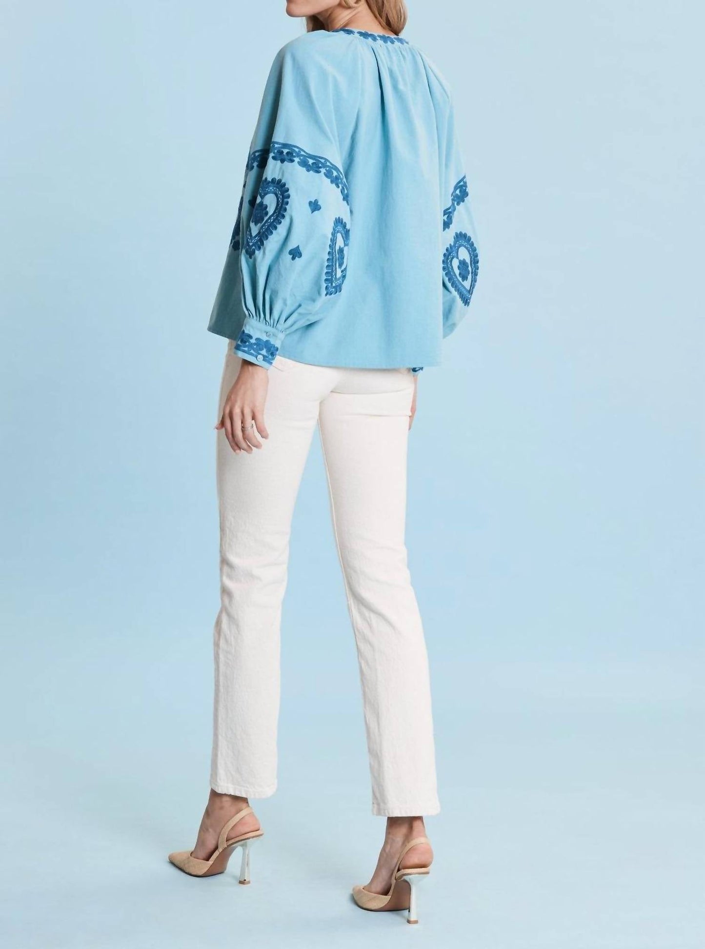 Tyler Boe - Lauren Balloon Sleeve Embroidery Top
